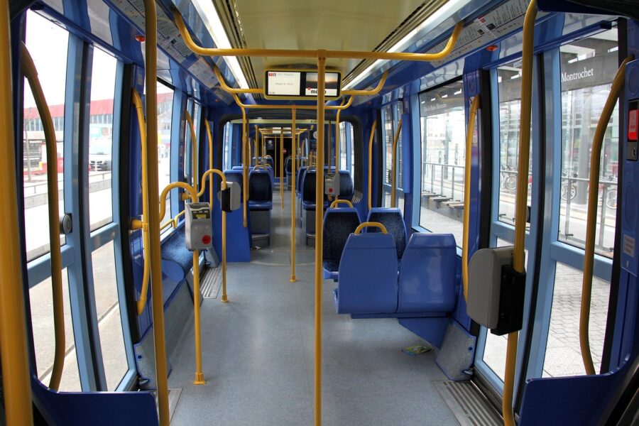 Interior of a modern tram