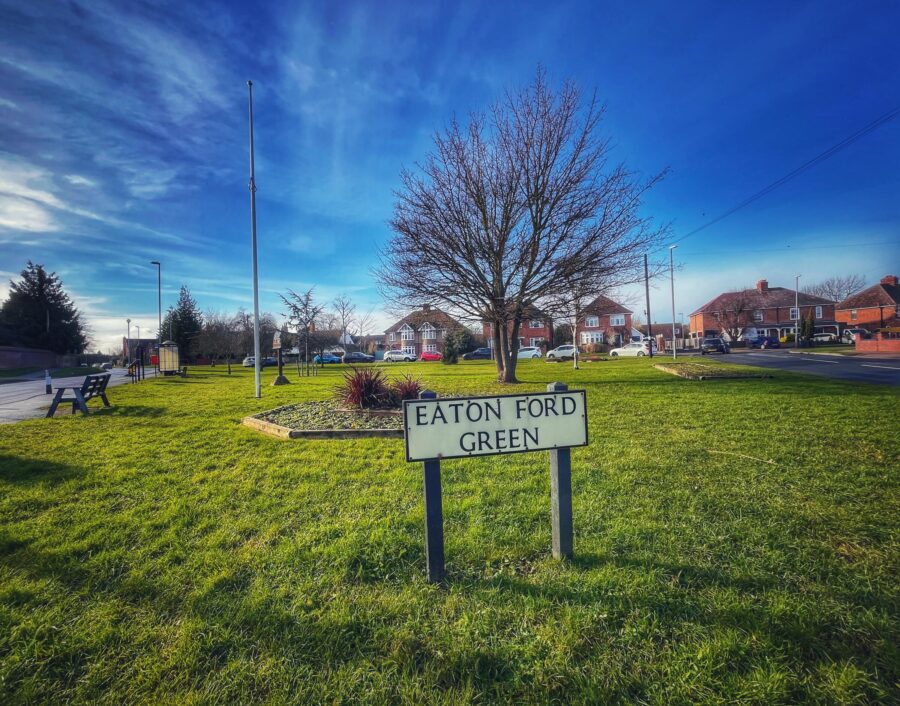 a peaceful scene of Eaton Ford Green